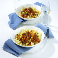 Nudeln mit Hackfleisch-K�rbis-Sauce