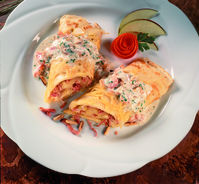 Spaghettipfannkuchen mit Apfel-Schinken-F�llung