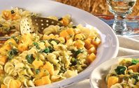 Spiralnudeln mit Kürbis-Spinat-Sauce