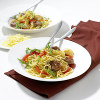 Spaghetti mit Rucola und Lammfilet